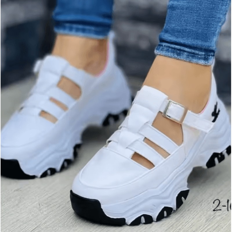 Womens Casual Buckle Strap Sandals Breathable Open Toe Flat Thick Sole Summer Shoes 7