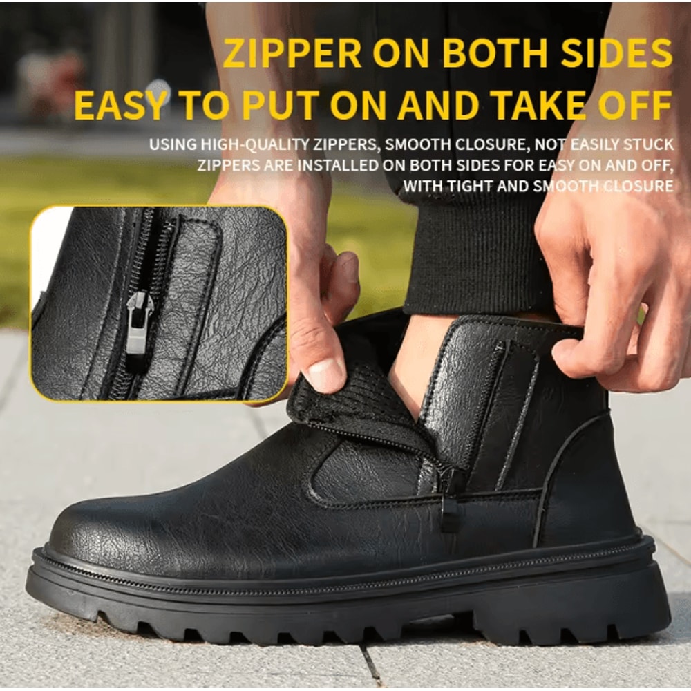 Mens Safety Steel Toe Work Boots Brown Leather Puncture Proof Protection Shoes 0