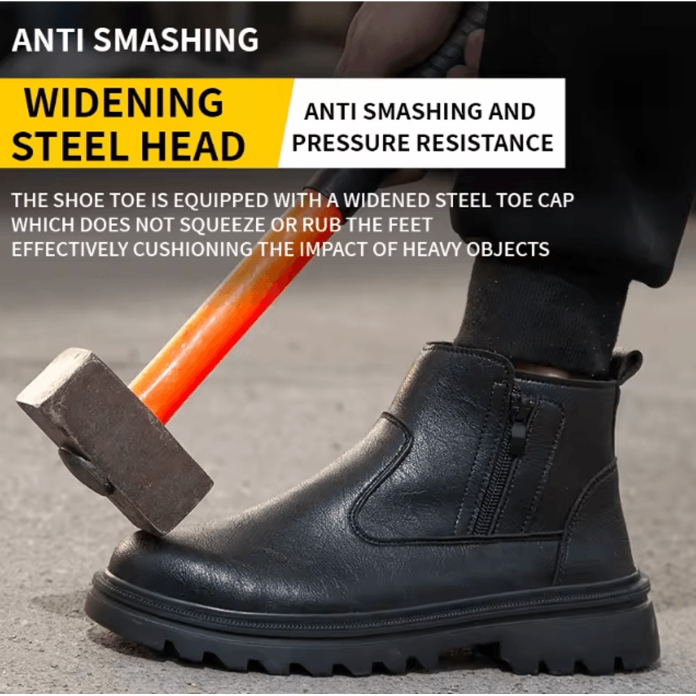 Mens Safety Steel Toe Work Boots Brown Leather Puncture Proof Protection Shoes 1