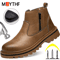 Mens Safety Steel Toe Work Boots Brown Leather Puncture Proof Protection Shoes 6