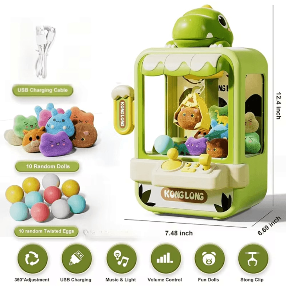 Electronic Dinosaur Claw Machine Game Mini Adjustable Catch Doll Arcade Toy For Kids 5