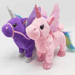 cute plush electric walking talking unicorn alpaca musical toy for kids 35cm