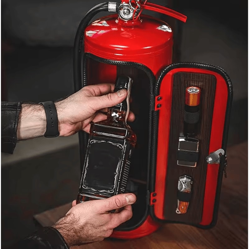 Fire Extinguisher Wine Box Novelty Bar Decor Wine Bottle Storage Box Fireman Gift 0