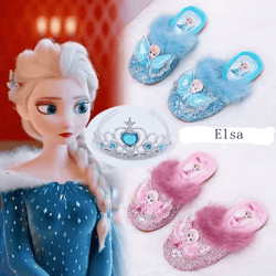 disney girls cotton slippers princess cartoon frozen elsa soft warm indoor home shoes