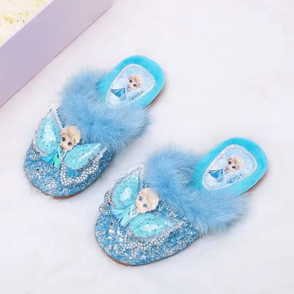 Disney Girls Cotton Slippers Princess Cartoon Frozen Elsa Soft Warm Indoor Home Shoes 5