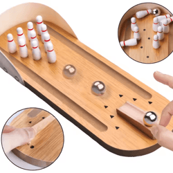 mini bowling game wooden tabletop arcade finger stress relief toy for kids and adults