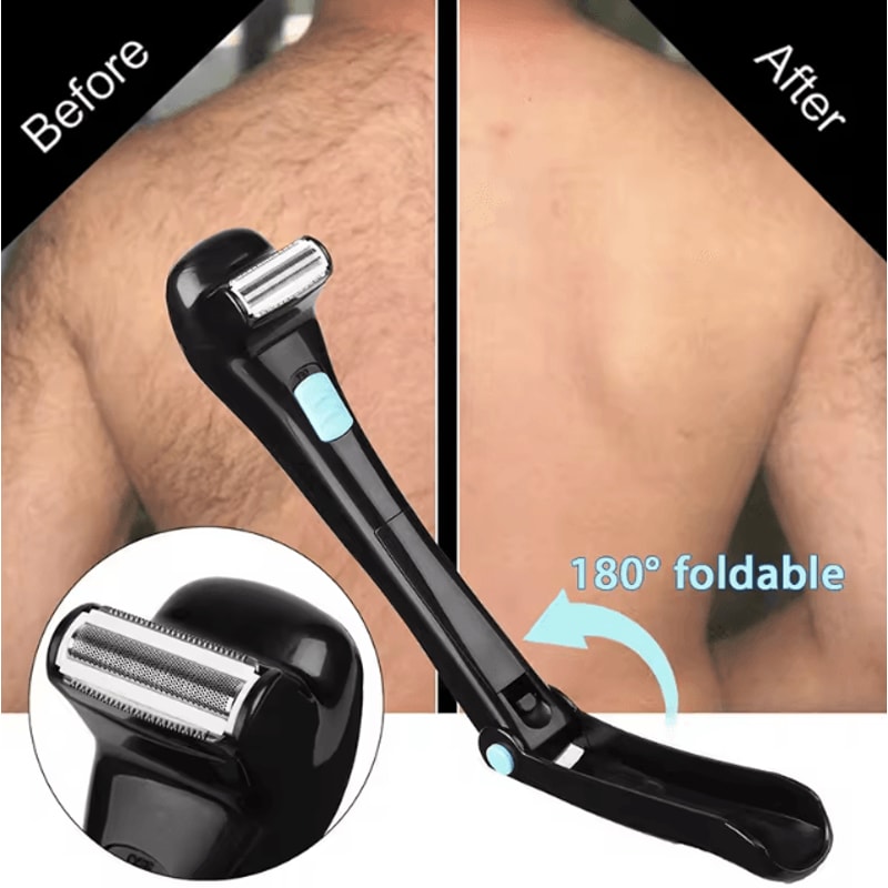 Foldable Back Hair Shaver Long Handle Body Grooming Tool For Men And Women 0