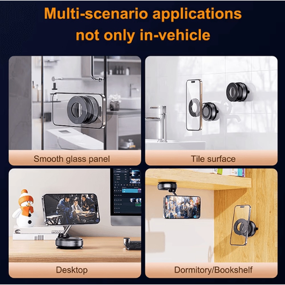 Strong Magnetic Phone Holder 360 Adjustable Foldable Vacuum Car Mount For Cell Phones 4