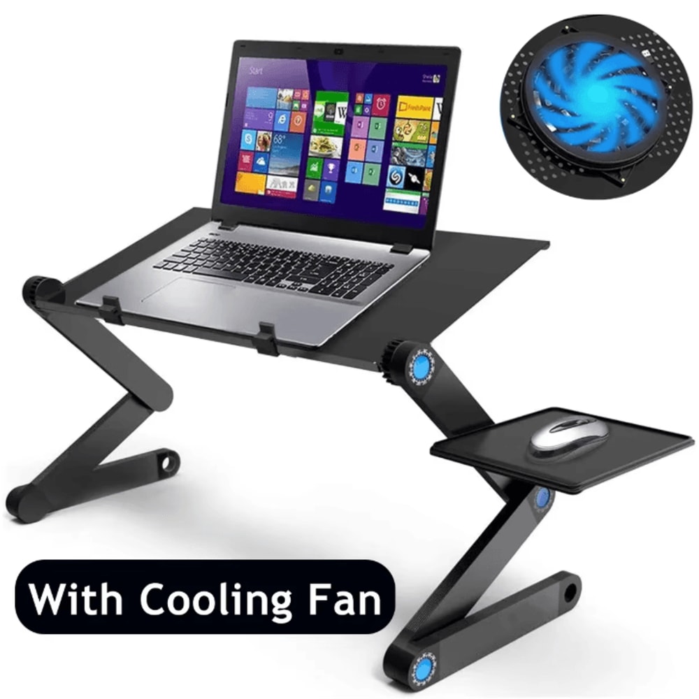Adjustable Laptop Table Stand Portable Lap Desk With Mouse Pad And Cooling Holder 0