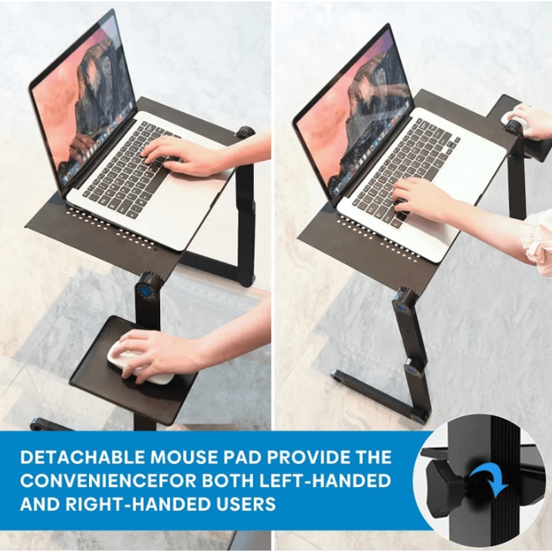 Adjustable Laptop Table Stand Portable Lap Desk With Mouse Pad And Cooling Holder 2