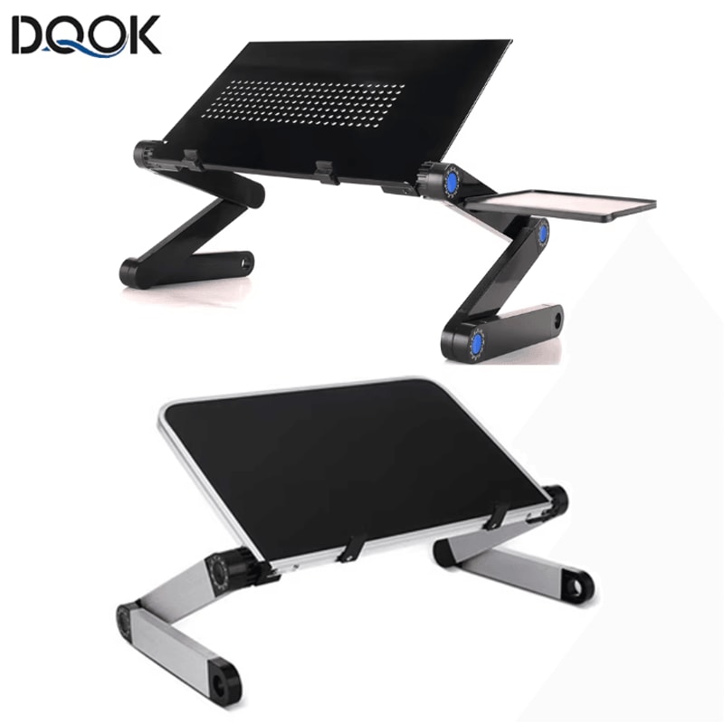Adjustable Laptop Desk Stand Portable Aluminum Ergonomic Lapdesk With Mouse Pad 0