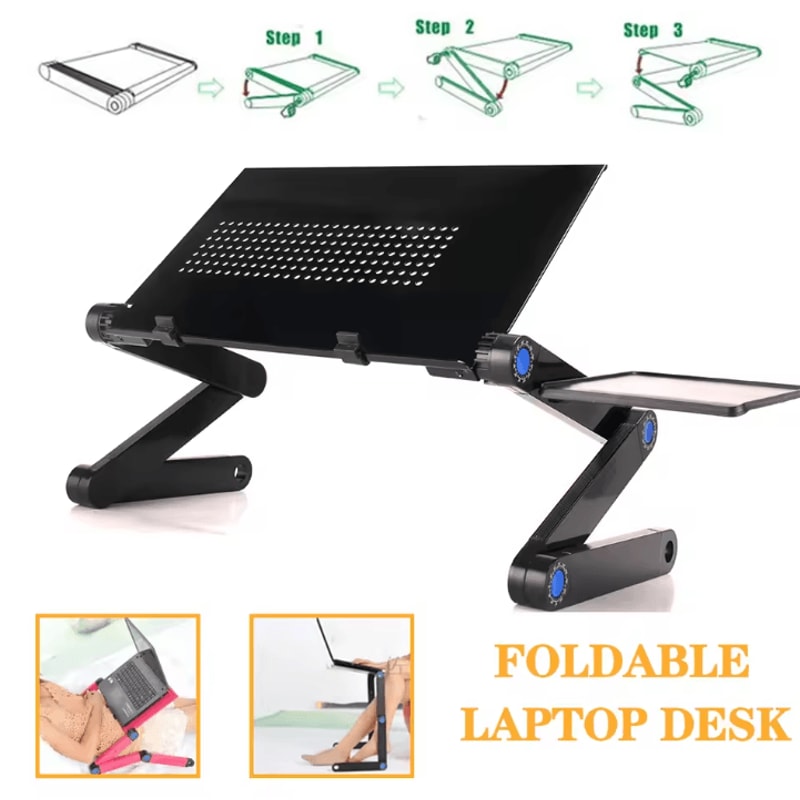 Adjustable Laptop Desk Stand Portable Aluminum Ergonomic Lapdesk With Mouse Pad 6