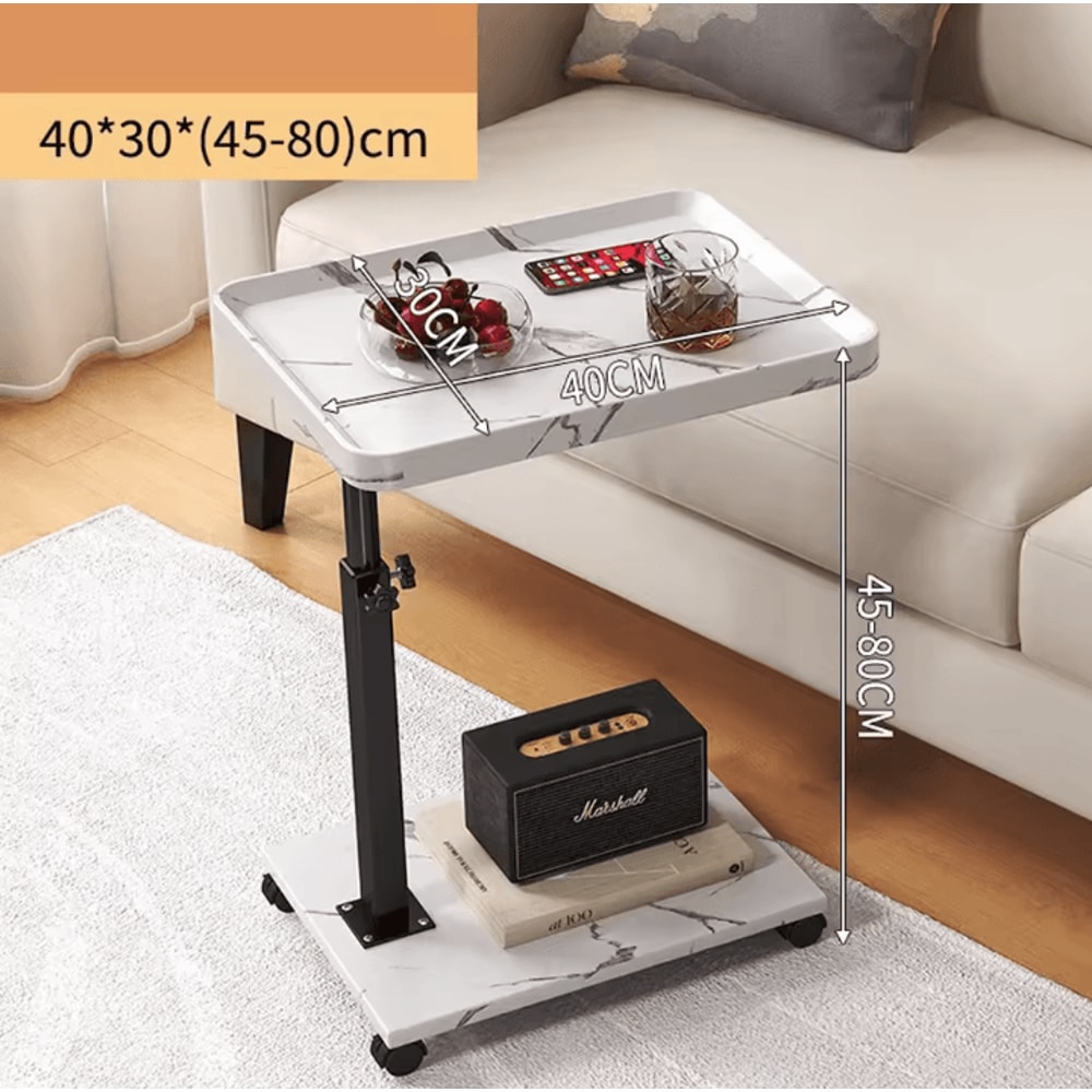 Adjustable Rolling Overbed Table Mobile Bedside Laptop Desk With 360 Rotatable Tray 7