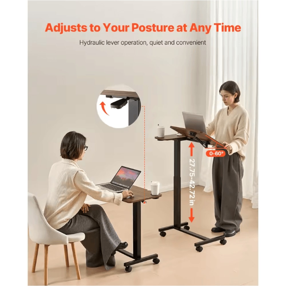 Mobile Overbed Table Adjustable Laptop Desk With Swivel Casters For Home Office And Study 0