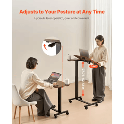 mobile overbed table adjustable laptop desk with swivel casters for home office and study