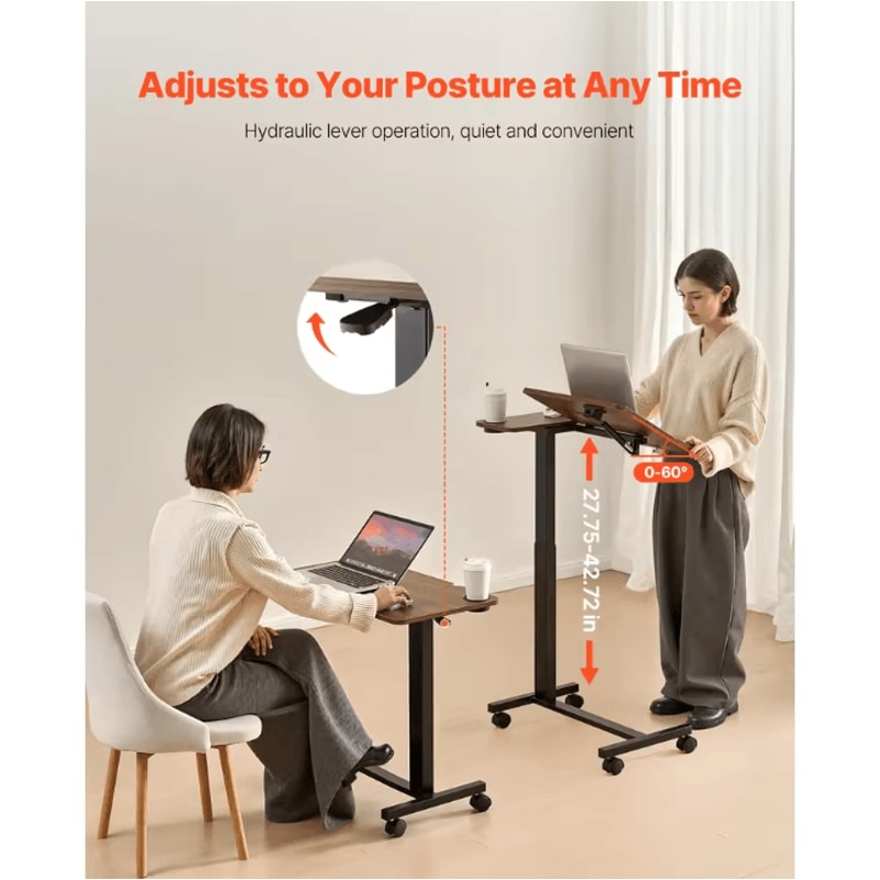 Mobile Overbed Table Adjustable Laptop Desk With Swivel Casters For Home Office And Study 0