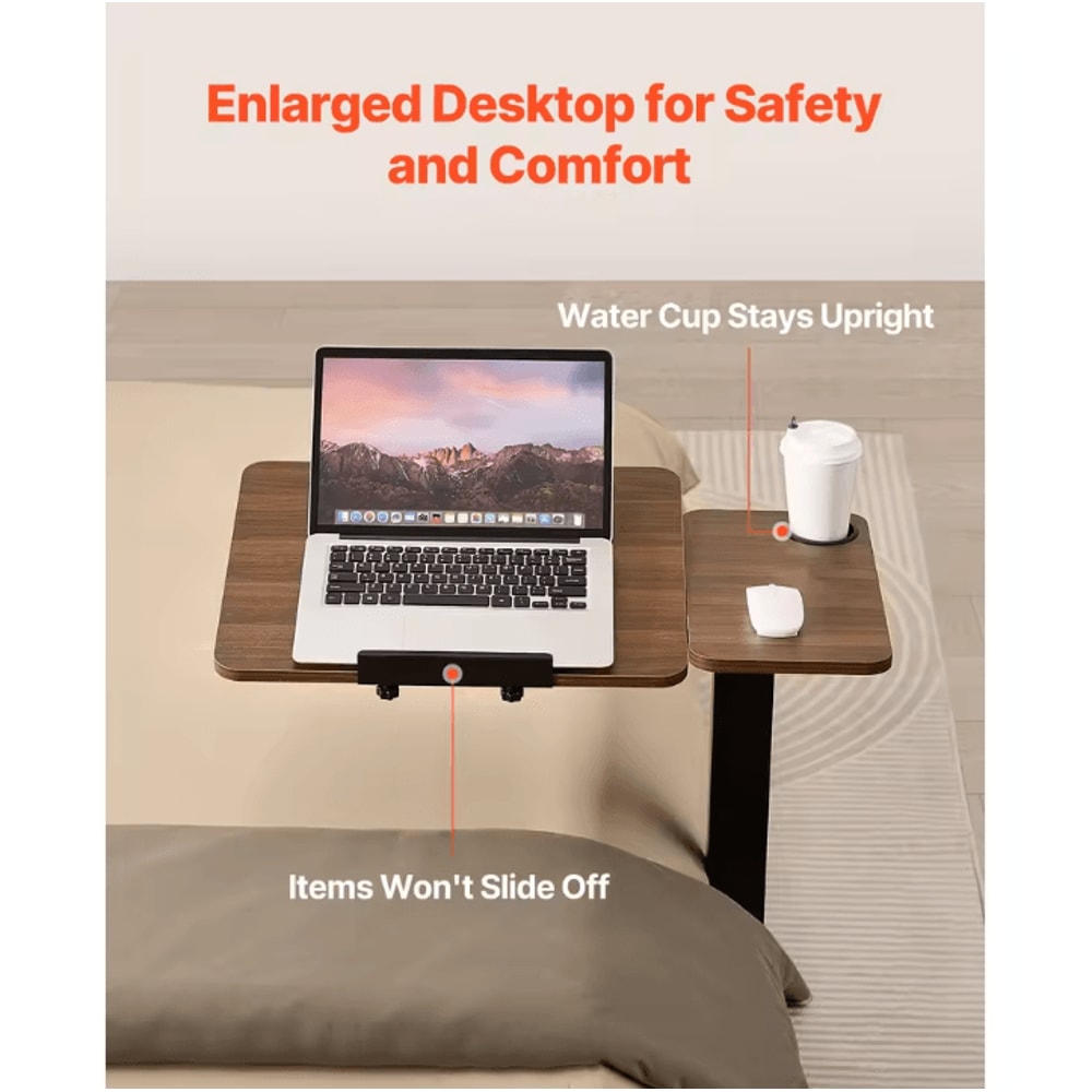 Mobile Overbed Table Adjustable Laptop Desk With Swivel Casters For Home Office And Study 2