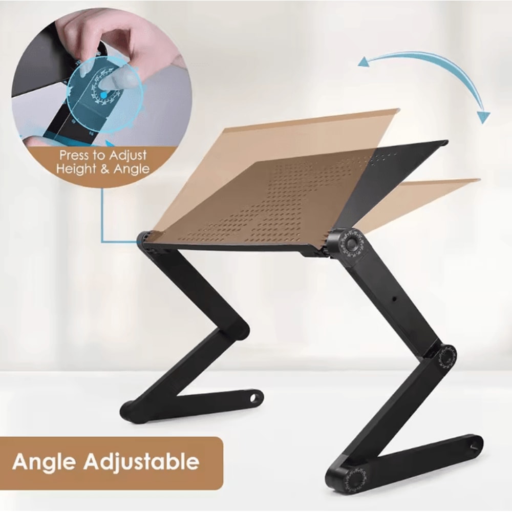 Adjustable Laptop Stand Foldable Aluminum Laptop Desk With Cooling Fan And Mouse Pad For Bed Sofa 1