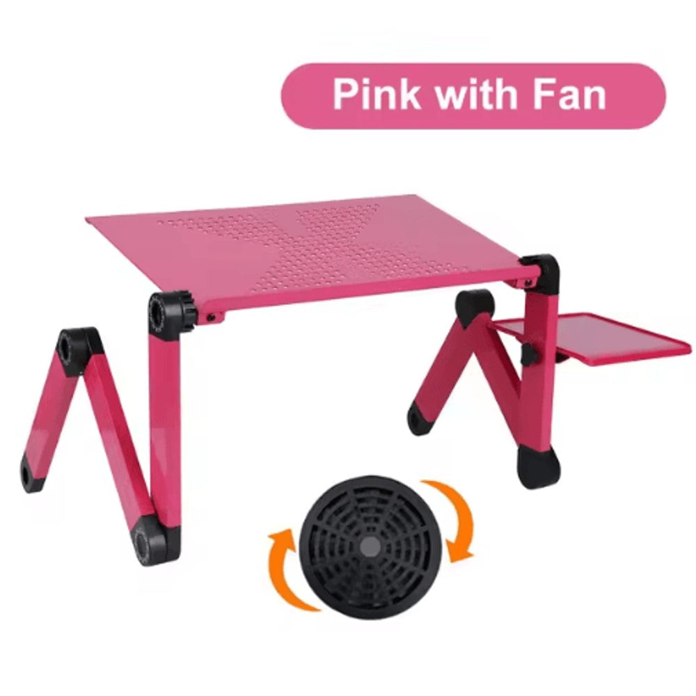 Adjustable Laptop Stand Foldable Aluminum Laptop Desk With Cooling Fan And Mouse Pad For Bed Sofa 6