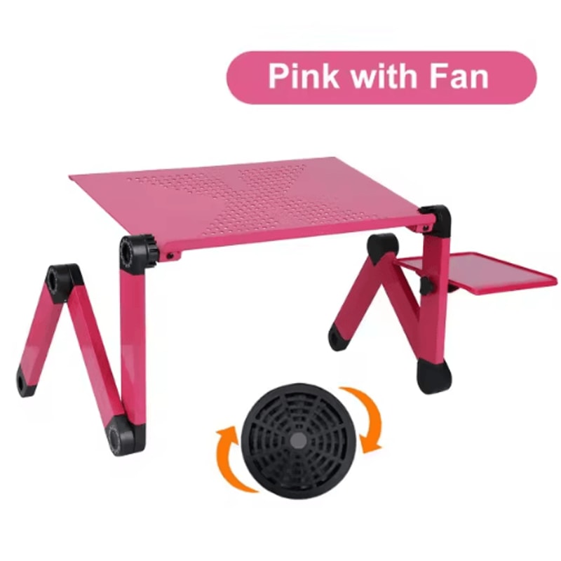 Adjustable Laptop Stand Foldable Aluminum Laptop Desk With Cooling Fan And Mouse Pad For Bed Sofa 6
