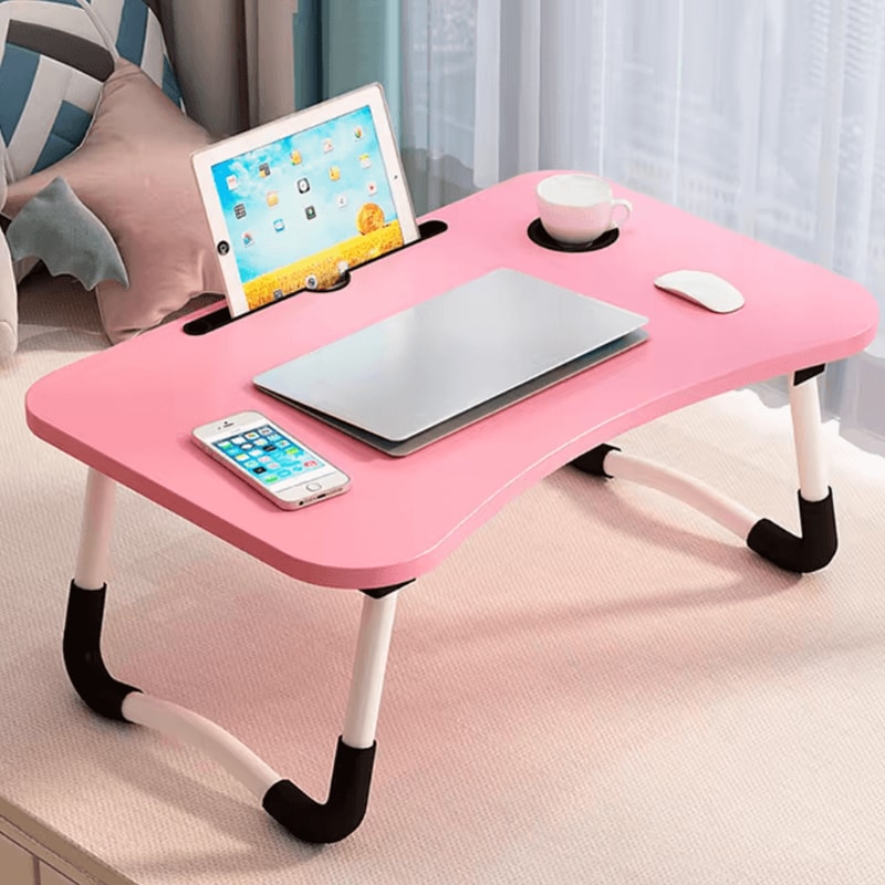 Foldable Laptop Bed Table Portable Lap Desk With Tablet Slot And Cup Holder 1