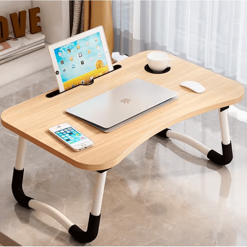Foldable Laptop Bed Table Portable Lap Desk With Tablet Slot And Cup Holder 5