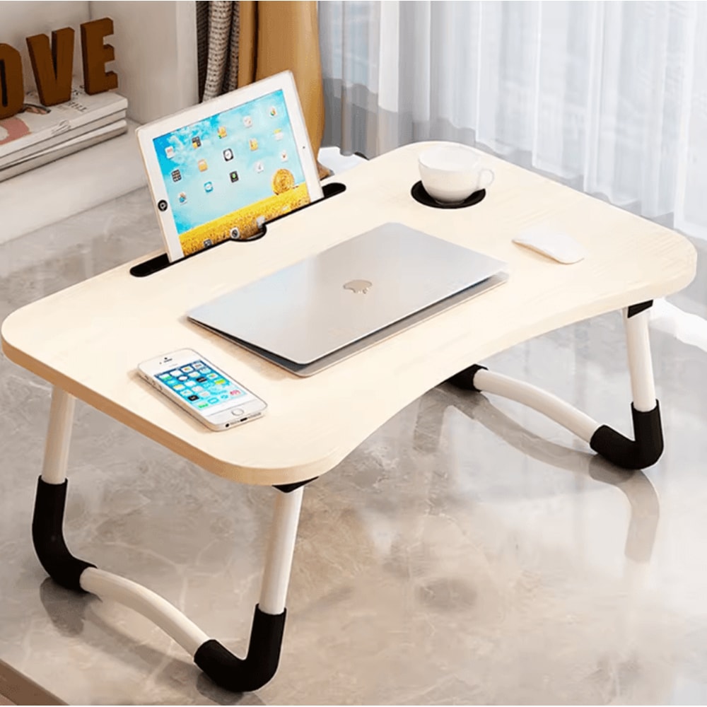 Foldable Laptop Bed Table Portable Lap Desk With Tablet Slot And Cup Holder 7