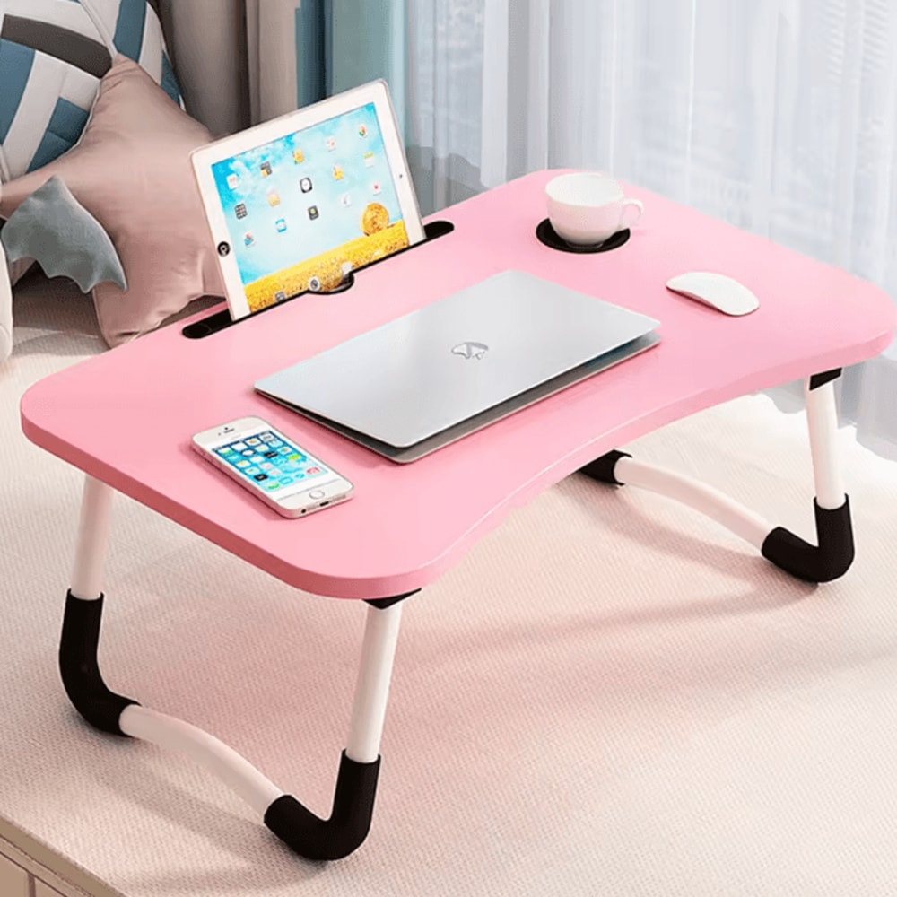 Foldable Laptop Bed Table Portable Lap Desk With Tablet Slot And Cup Holder 8