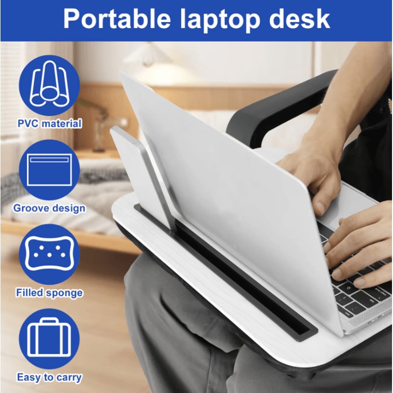 Lap Desk With Tablet Slot Portable Lightweight Stable Laptop Tray For Bed And Home 0