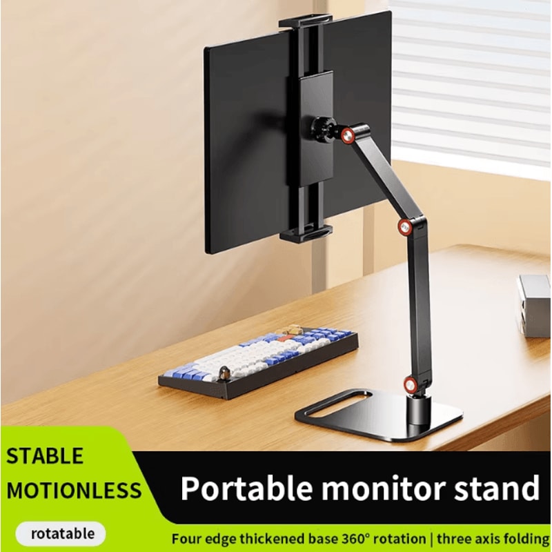 Adjustable Portable Monitor And Tablet Stand With 360 Degree Swivel And Desktop Clamp 0