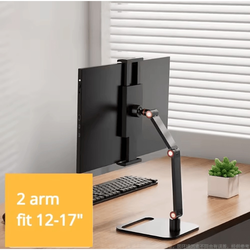 Adjustable Portable Monitor And Tablet Stand With 360 Degree Swivel And Desktop Clamp 7