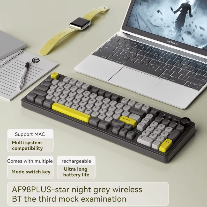 AJAZZ AF98 Wired And Wireless Keyboard With Three Mode RGB And Long Battery Life 11