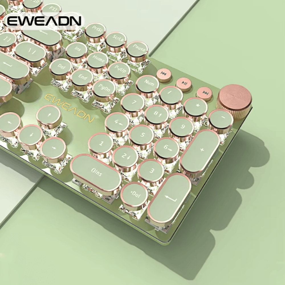 EWEADN V20 Punk Typewriter Mechanical Gaming Keyboard With Round Keycaps And Backlight 1