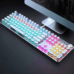 eweadn retro punk typewriter blue switch mechanical keyboard with all metal panel wired usb for gaming and office