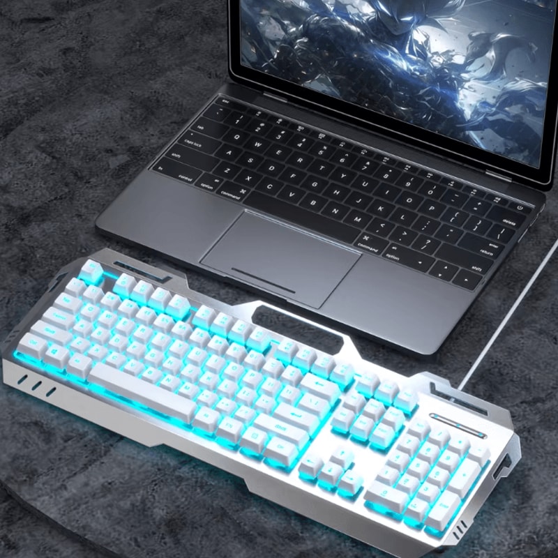 EWEADN GX80Z Gaming Silent Keyboard With All Metal Panel USB Wired Backlight 5