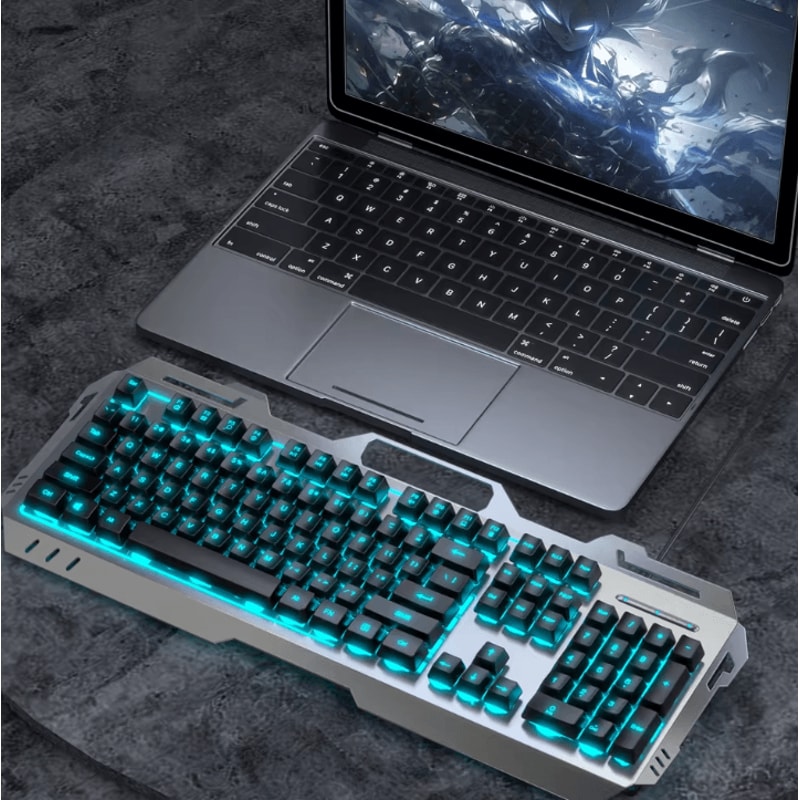 EWEADN GX80Z Gaming Silent Keyboard With All Metal Panel USB Wired Backlight 6