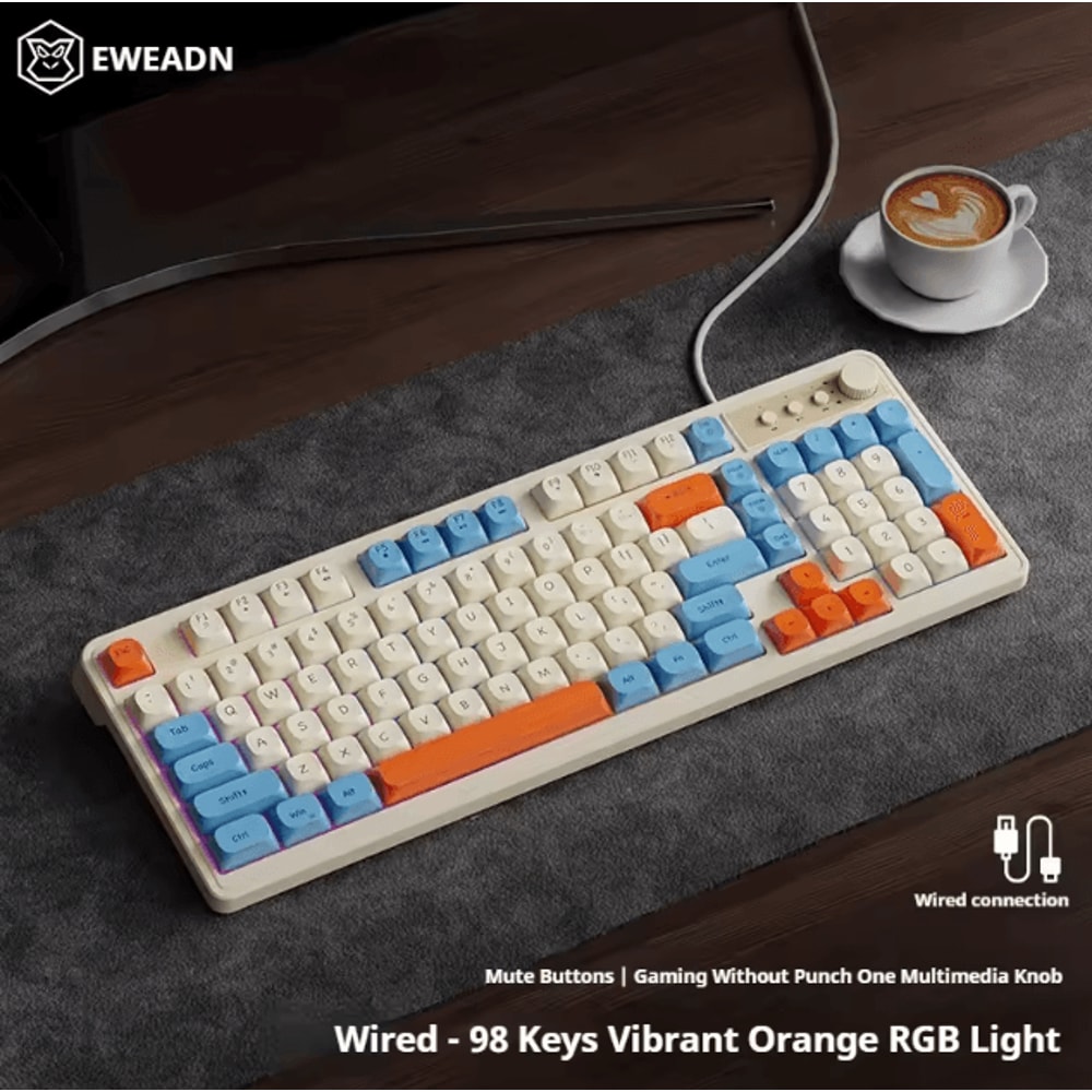 EWEADN G98 Gaming And Office Keyboard With Rainbow Backlit USB Wired Connection 6