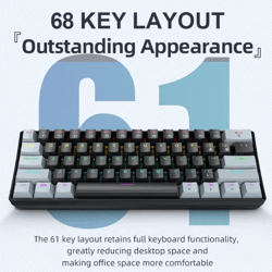 apayado k61 mini mechanical keyboard wired 61 keys phantom rgb portable gaming keyboard