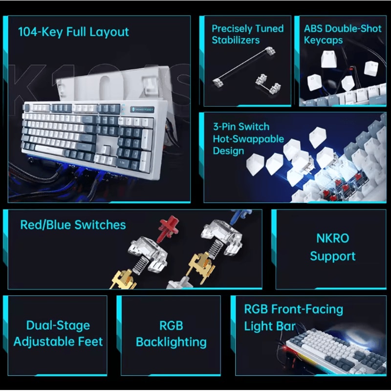 Thunderobot K104S Mechanical Keyboard Full Size Wired Gaming And Office Keyboard 1