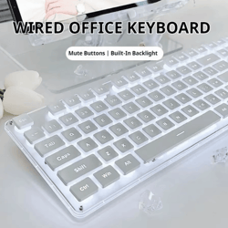 eweadn gx710s office keyboard silent all metal panel with water drop keycaps wired for game and office