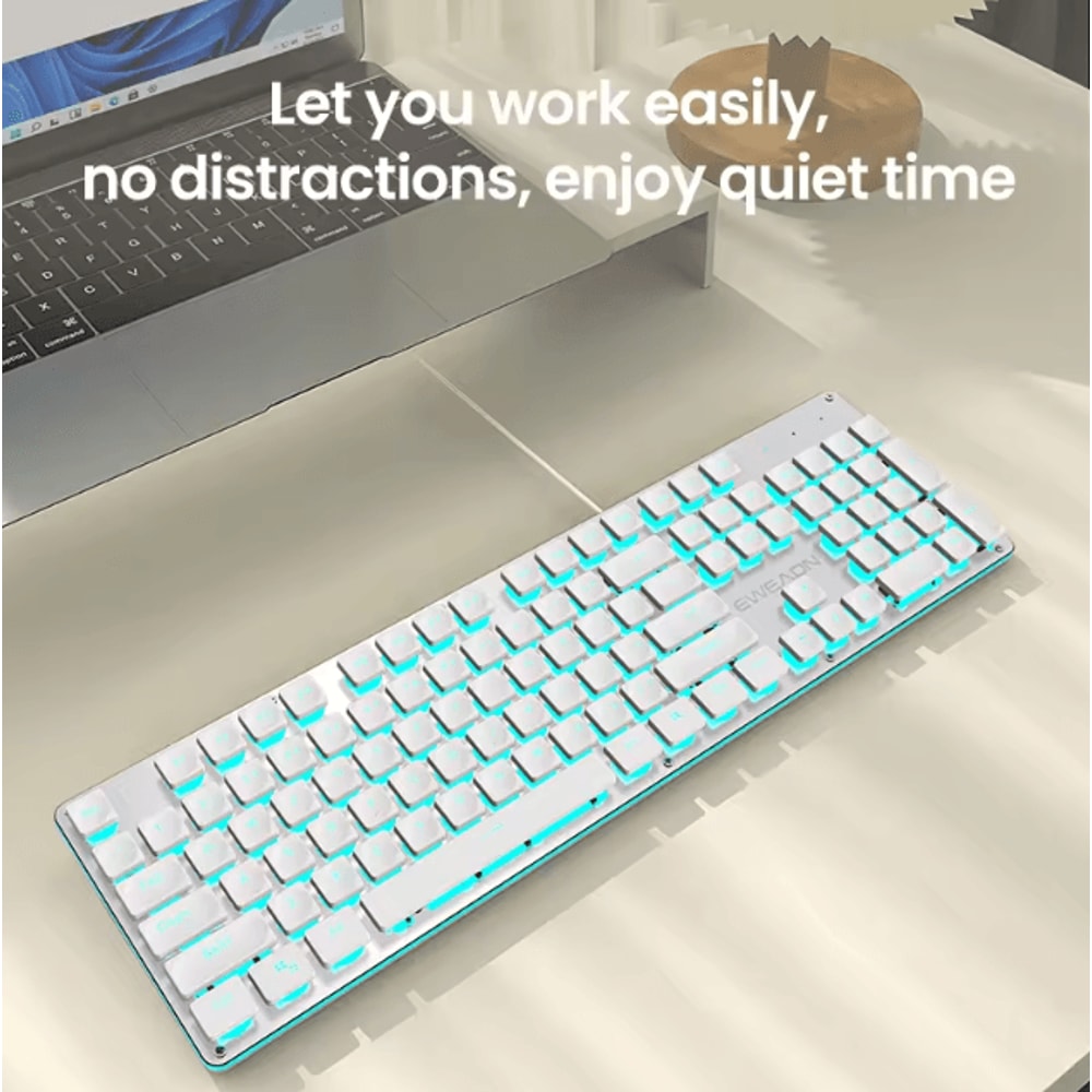 EWEADN GX710S Office Keyboard Silent All Metal Panel With Water Drop Keycaps Wired For Game And Off 5