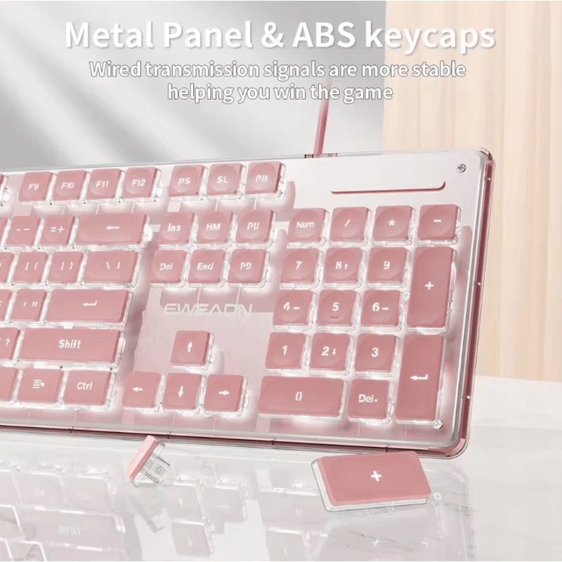 EWEADN GX710S Office Keyboard Silent All Metal Panel With Water Drop Keycaps Wired For Game And Off 6