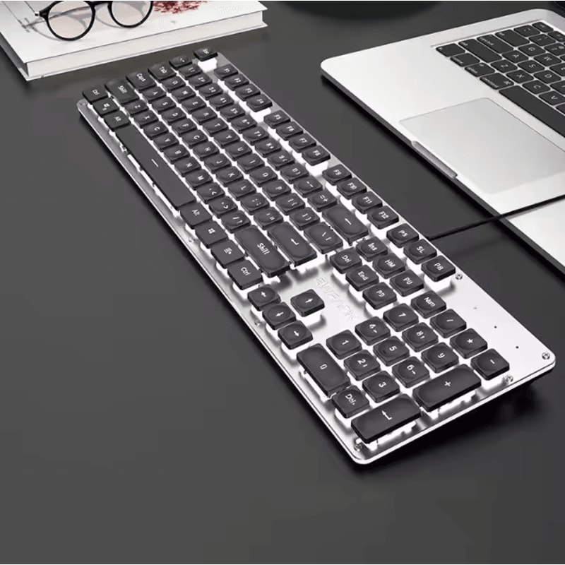 EWEADN GX710S Office Keyboard Silent All Metal Panel With Water Drop Keycaps Wired For Game And Off 9