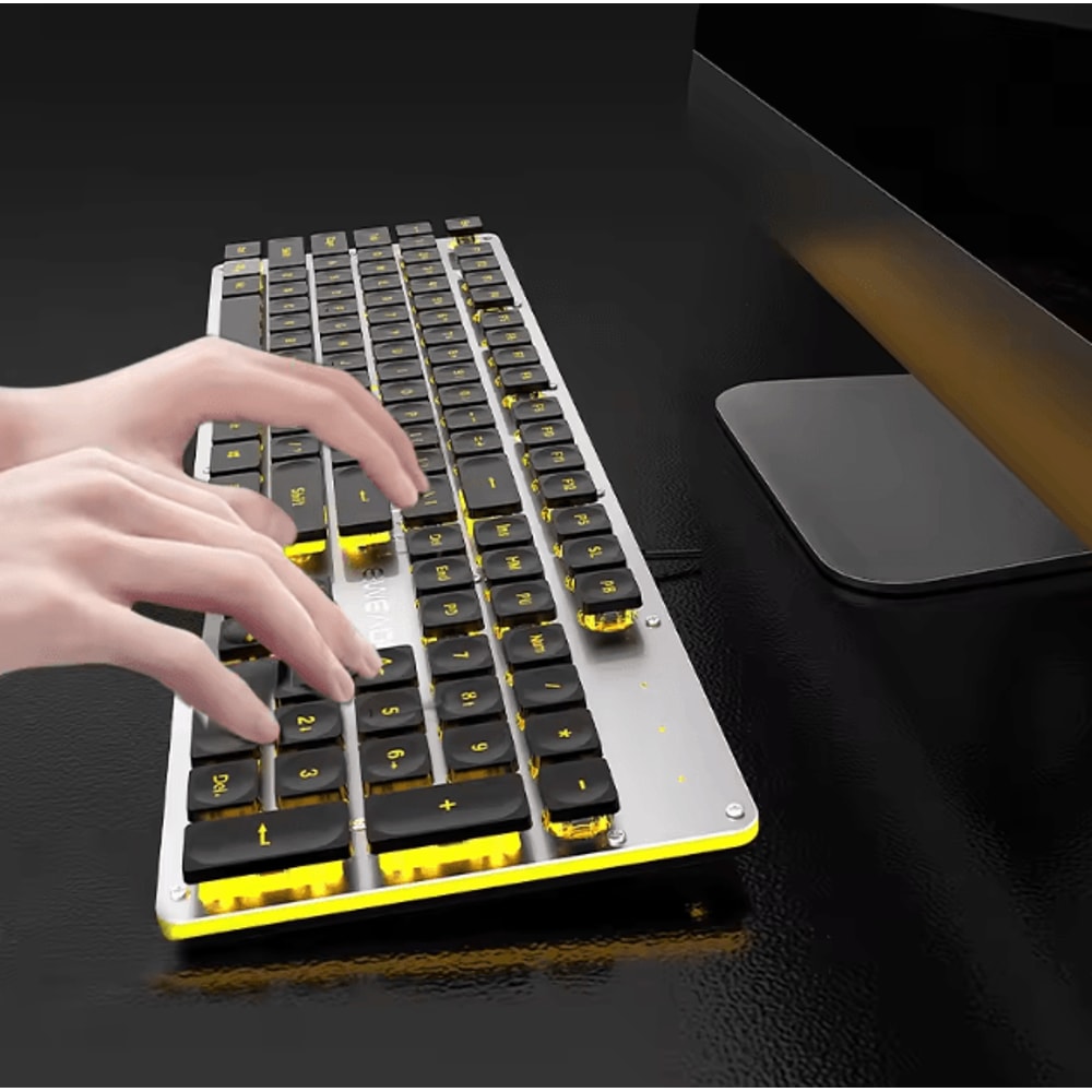 EWEADN GX710S Office Keyboard Silent All Metal Panel With Water Drop Keycaps Wired For Game And Off 11