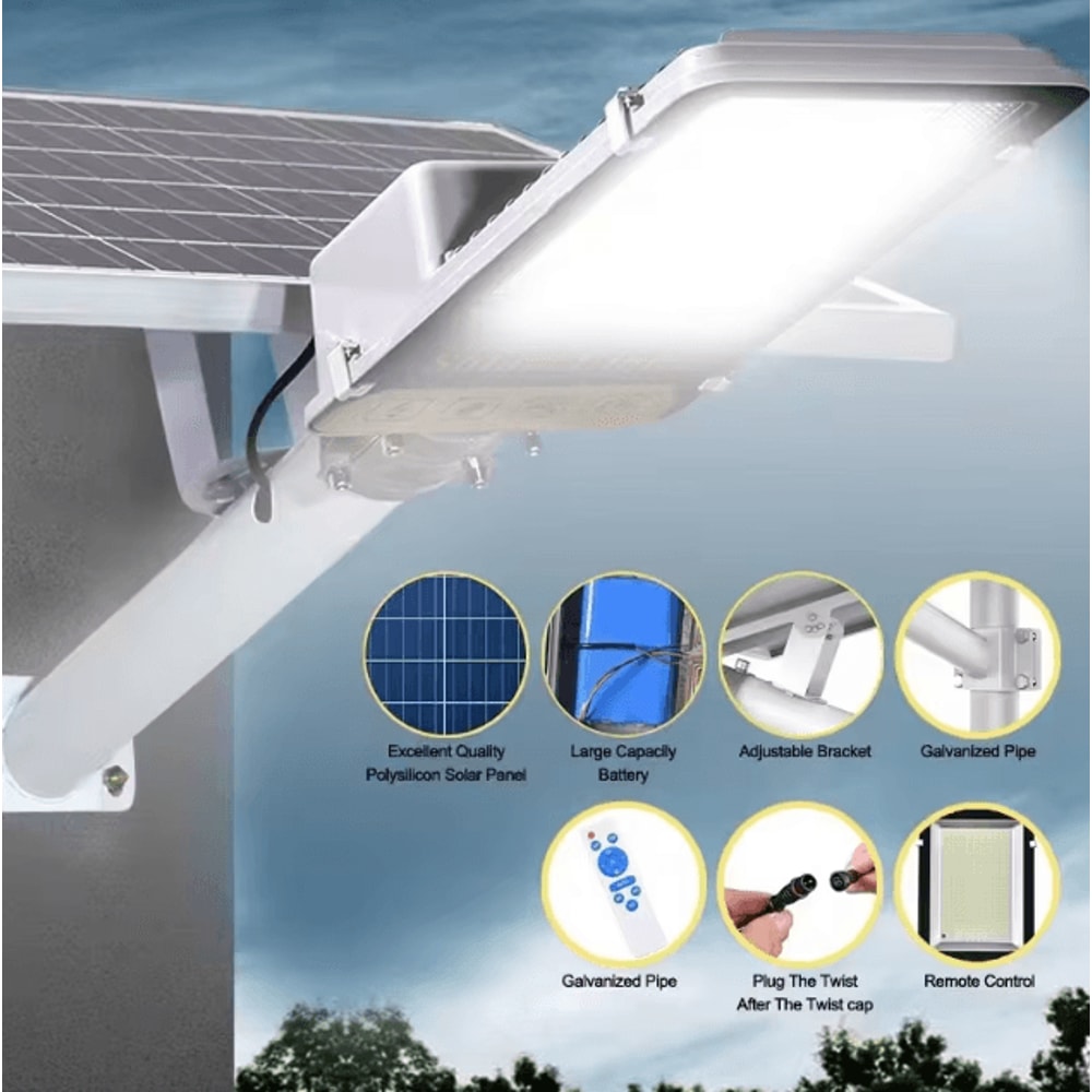High Power Solar Outdoor Street Light With 8000mAh Battery Aluminum Waterproof Design 1