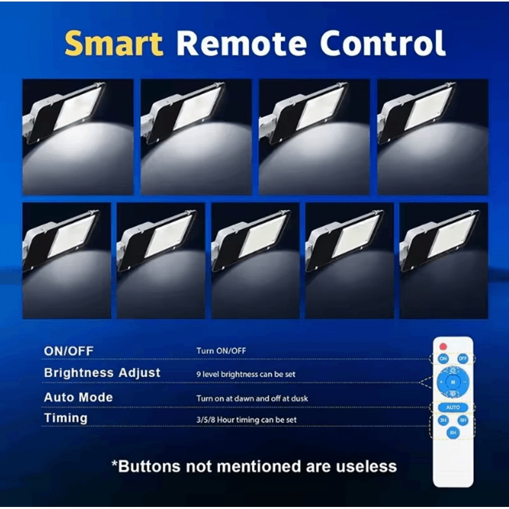 High Power Solar Outdoor Street Light With 8000mAh Battery Aluminum Waterproof Design 4