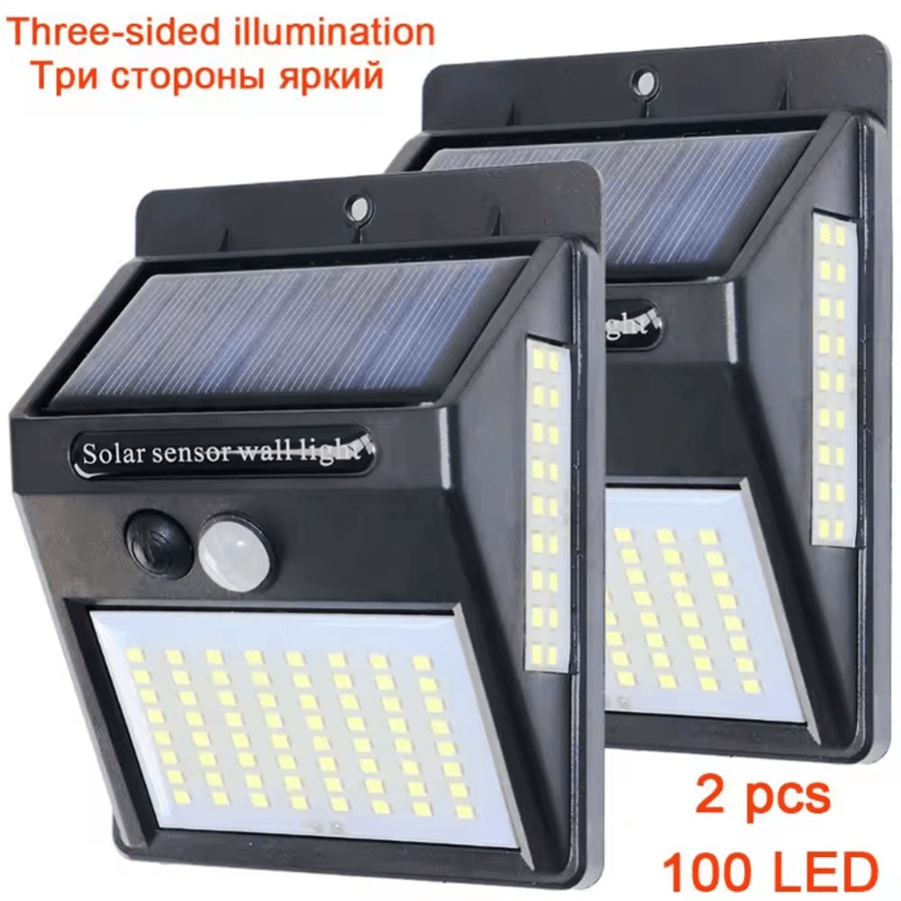 PIR Motion Sensor Solar Street Light 100 LED Sunlight Control Solar Power Lamp For Garden Yard And 5