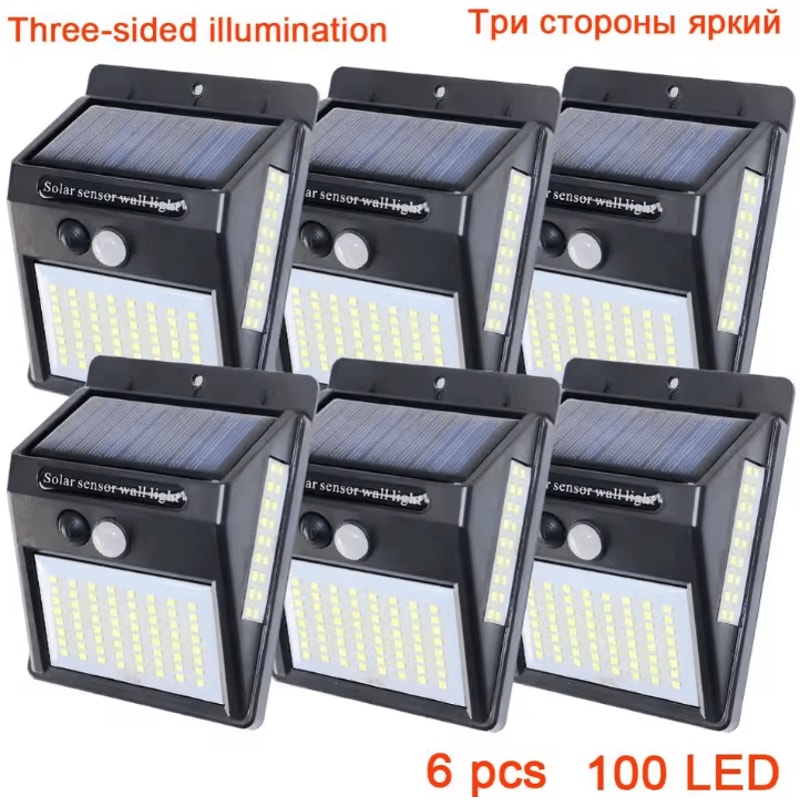 PIR Motion Sensor Solar Street Light 100 LED Sunlight Control Solar Power Lamp For Garden Yard And 7