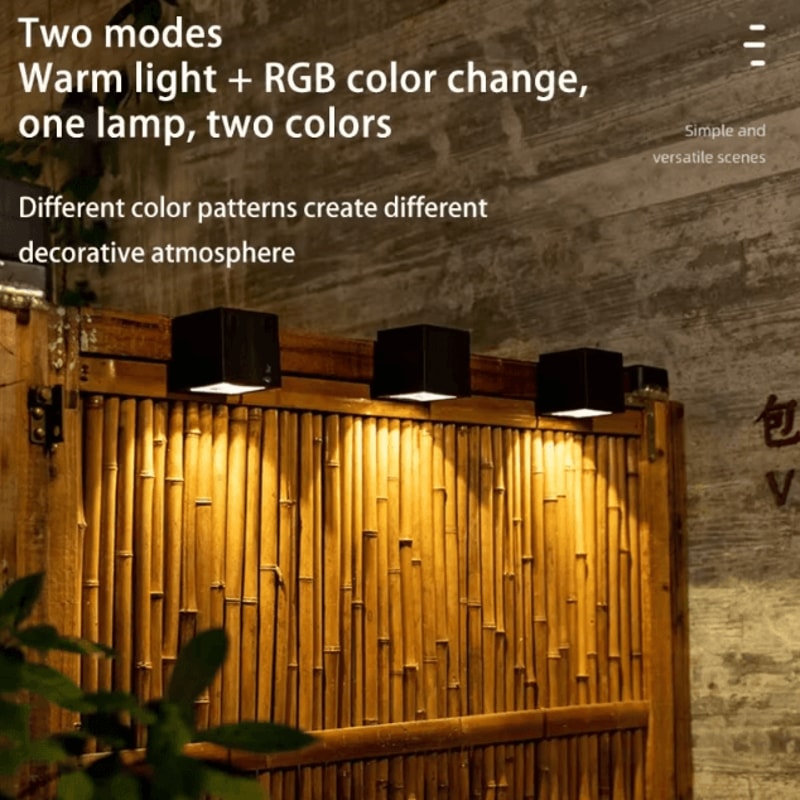 LED Solar Light Outdoor Garden Square Wall Lamp Outdoor Courtyard Garden Fence Lighting Wall Decora 1