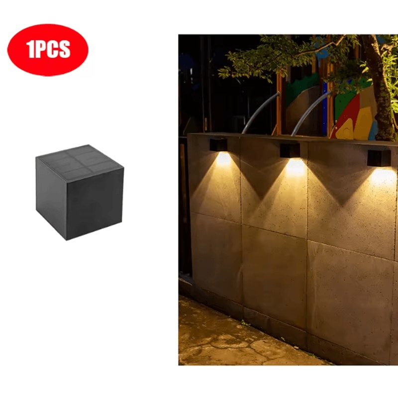 LED Solar Light Outdoor Garden Square Wall Lamp Outdoor Courtyard Garden Fence Lighting Wall Decora 5